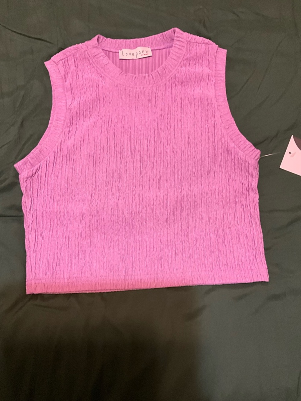 LOVEPOEM Pink Textured Sleeveless Crop Tank